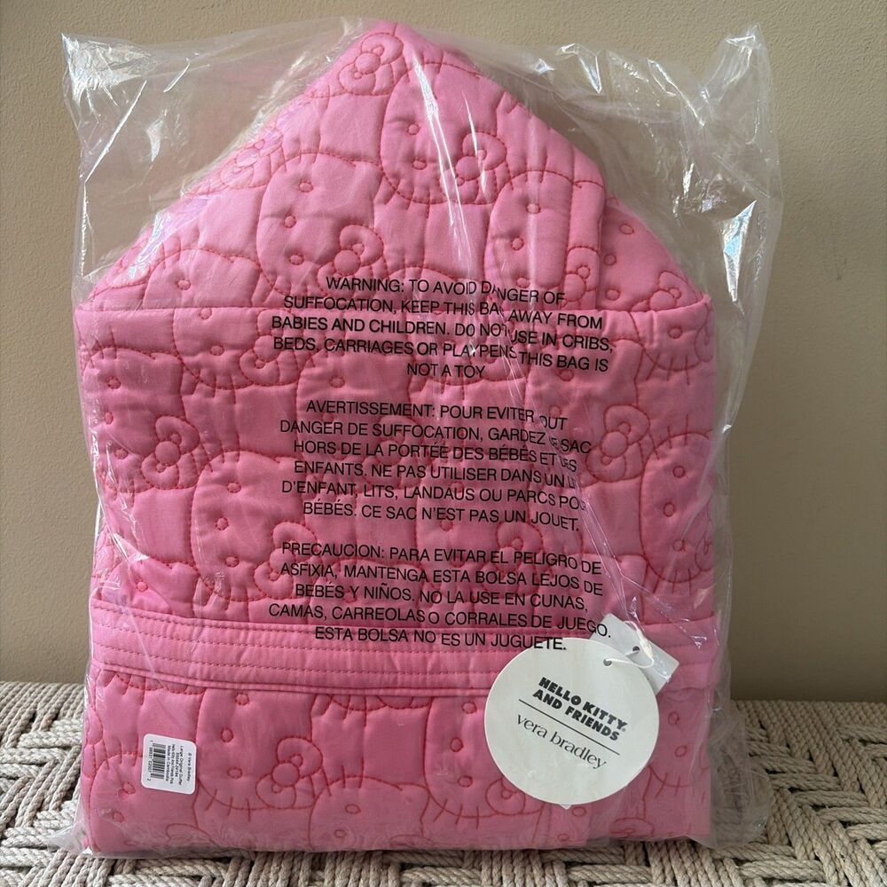 Vera Bradley Large Original Duffel Bag Hello Kitty Friends PINK Travel Tote NWT
